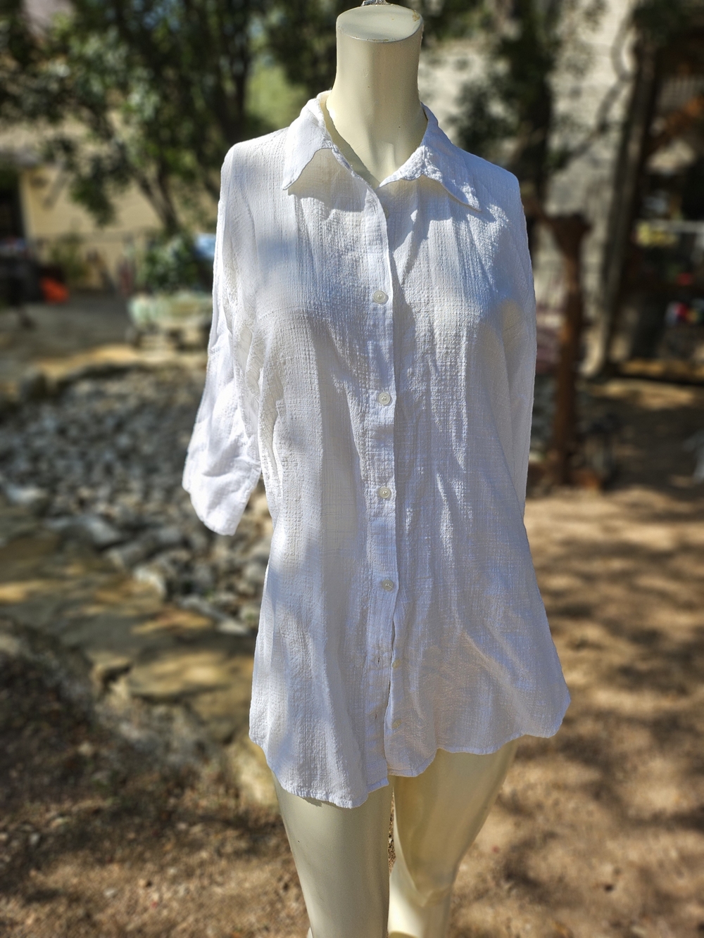 Antica Sartoria By Giacomo Cinque White Lightweight Textured Button-Down Shirt L
